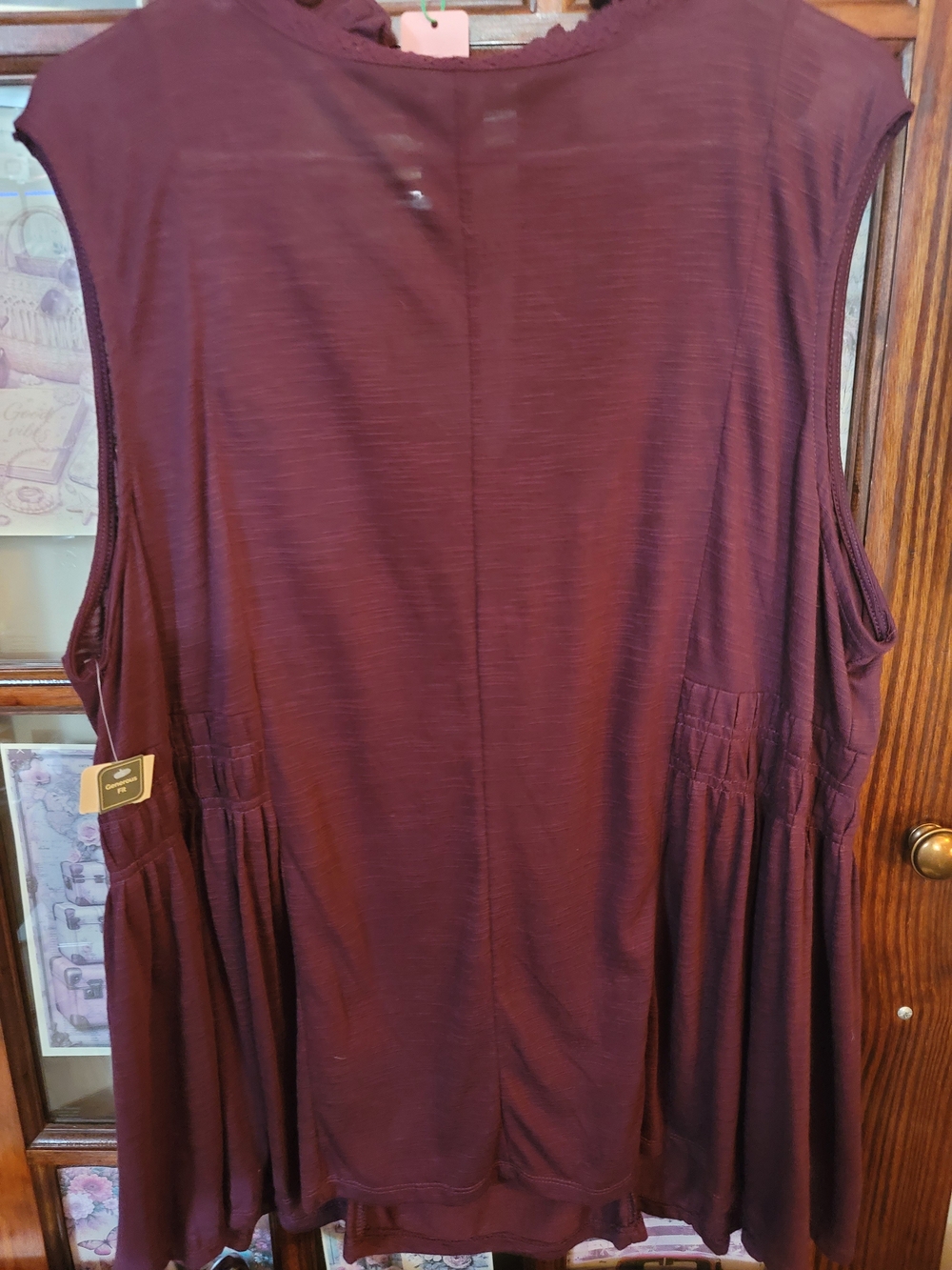 Terra & Sky Burgundy Lace-Trim Tank Top - Picture 4 of 6